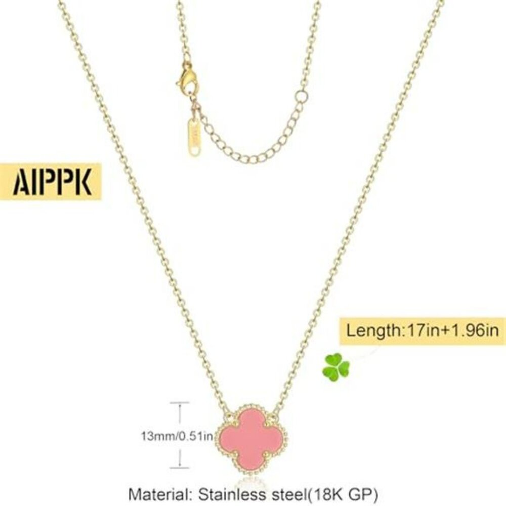 Clover Pendant Necklace for Women 18K Gold Plated Four Leaf Clover Necklaces - Picture 2 of 4